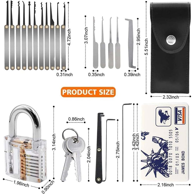 37-Piece Waterproof Lock Pick Set with Stainless Steel Keys