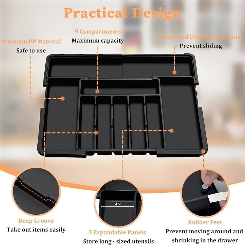 Sakerplus® Expandable Adjustable Kitchen Utensil Organizer Tray