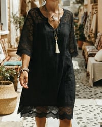 V-Neck Lace Patchwork Casual Dress