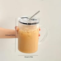 Large Glass Cup withLid & Straw