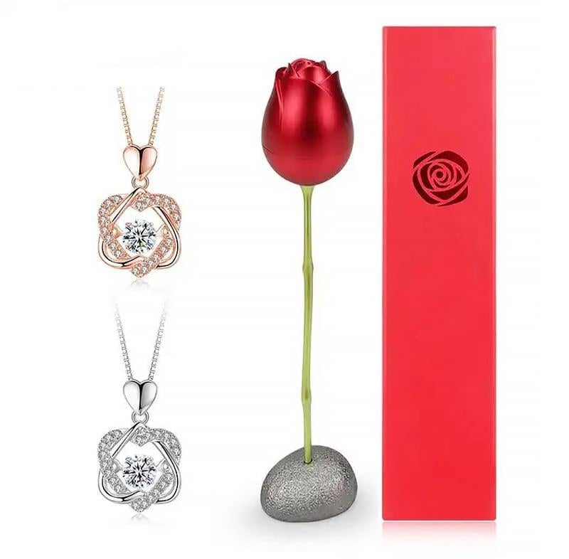 Herz-Halsketten-Set mit Rose