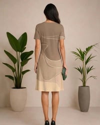 Round Neck Line Print Contrasting A-Line Dress
