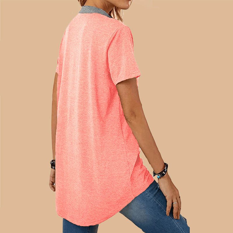 T-shirt da donna a maniche corte casual ampia monopetto