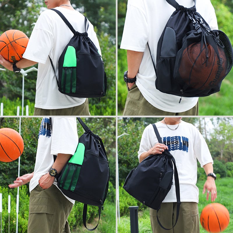 Einfarbiger Sportrucksack mit Kordelzug aus Nylon