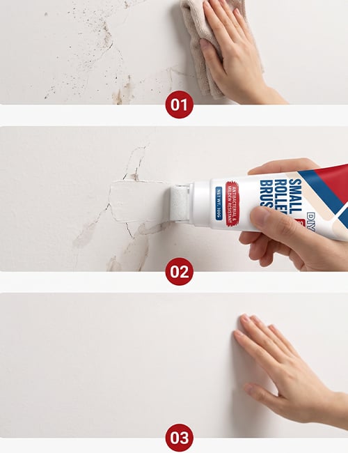 Three steps to repair a wall: clean, roll, and finish
