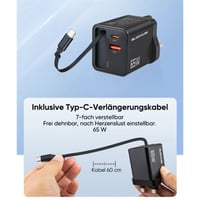 65 W GaN 3-in-1 einziehbares Schnellladegerät