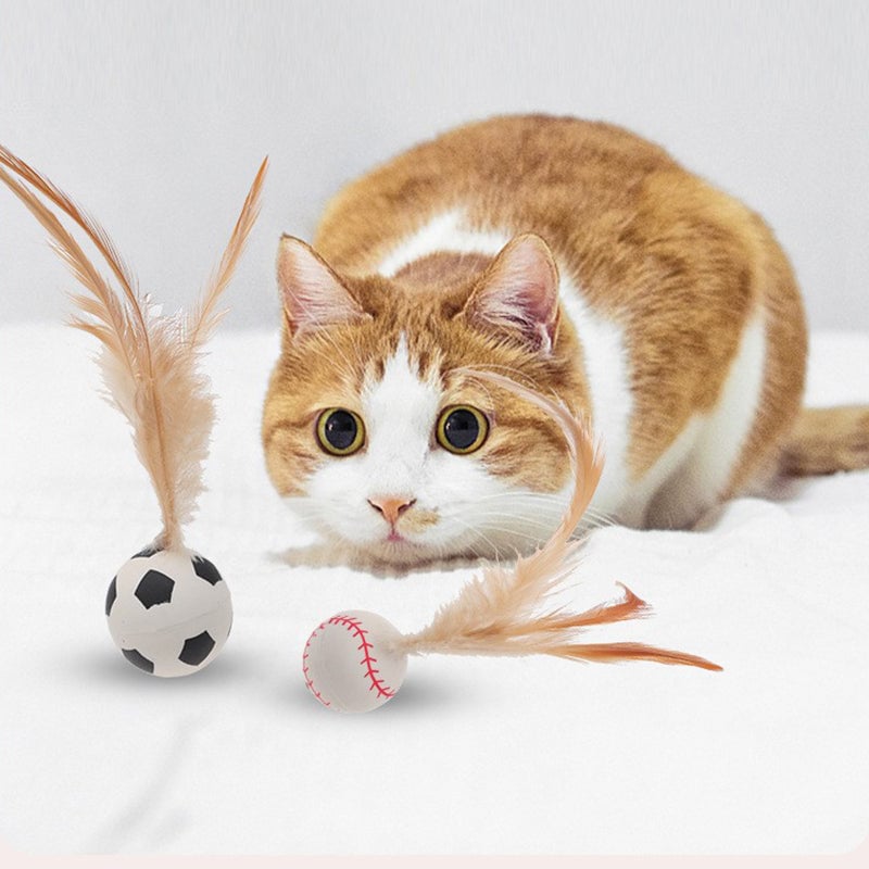 Interactive Feather Ball Toy Set for Cats