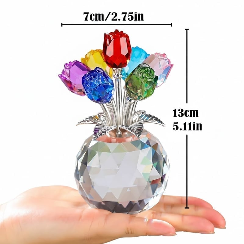 7-Color Crystal Rose Floral Keepsake