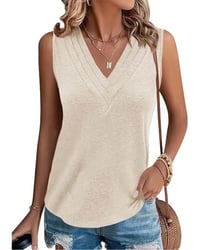 Double V-Neck Sleeveless Casual Tank Top