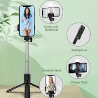 6 i 1 trådlös bluetooth selfiepinne