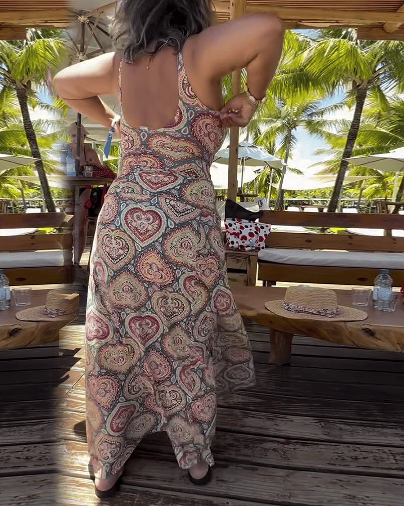 Maillot de Bain Sans Bretelles Cœur Imprimé Vacances