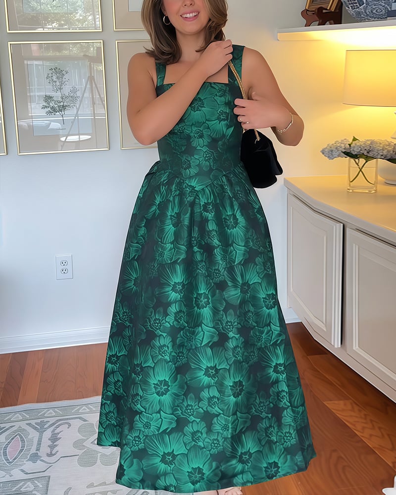 French Jacquard Sleeveless Dress