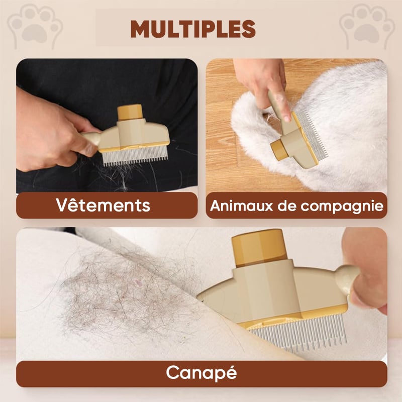 Brosse de toilettage autonettoyante pour animaux de compagnie