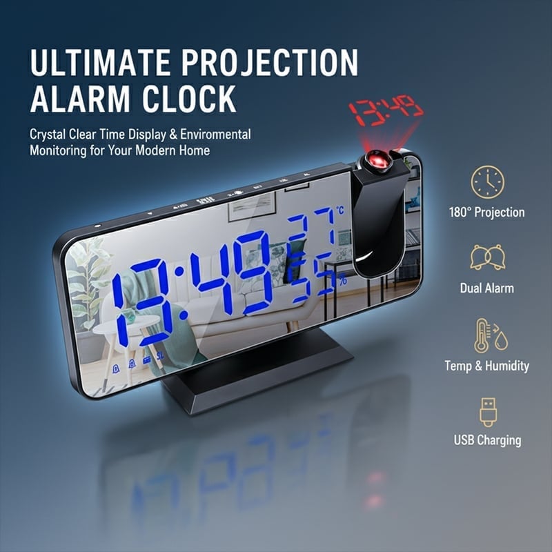 Aless™ Temperature & Humidity Multifunctional Radio Projection Alarm Clock