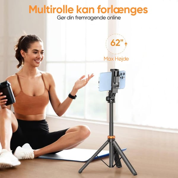 Selfie Stick-stativ med Bluetooth-fjernbetjening