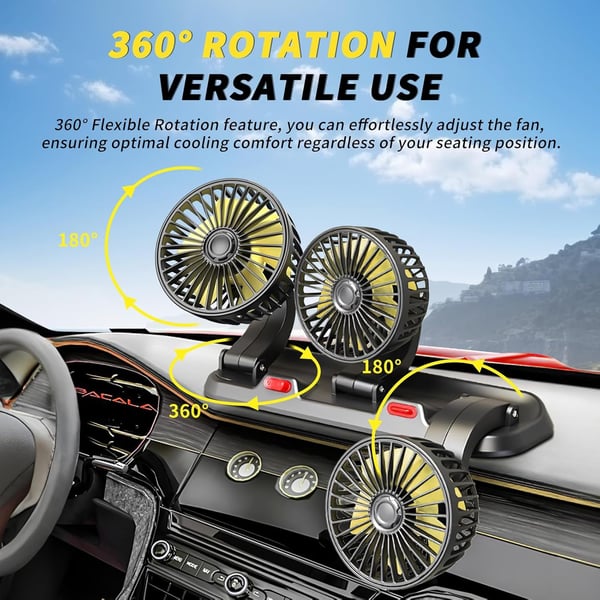 Sakerplus Portable 3-Head Car Cooling Fan