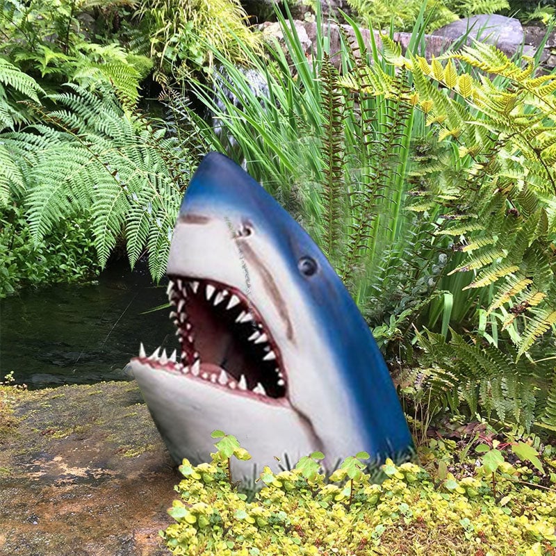 🦈 Décoration de statue d'art de jardin de requin