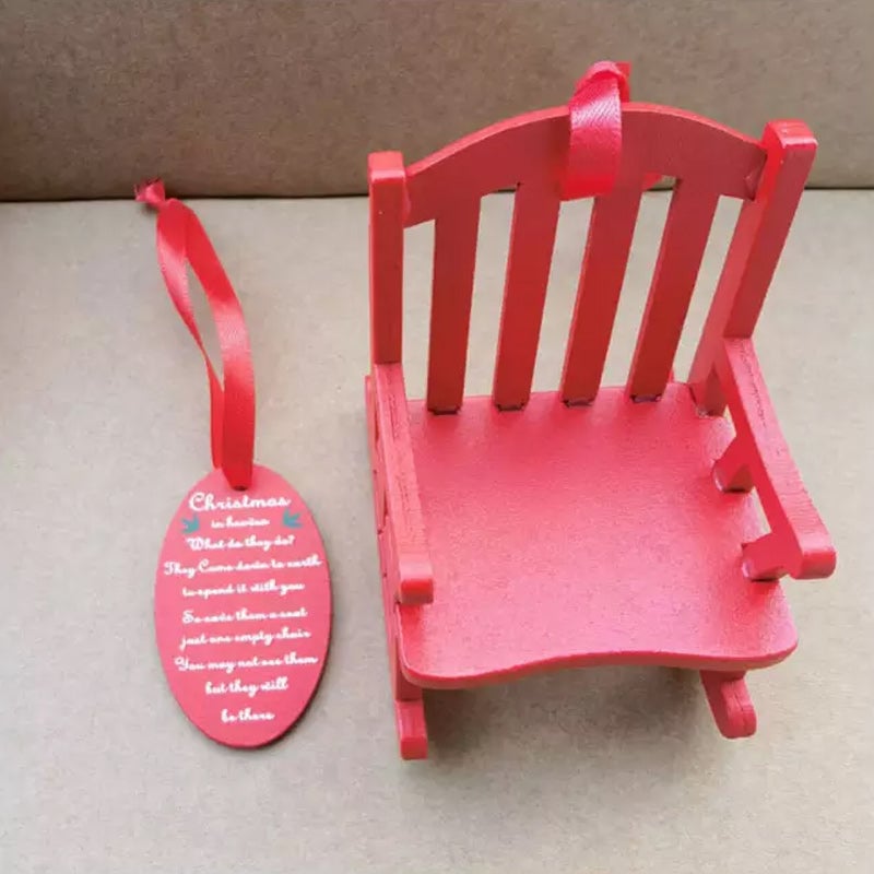 Christmas Wooden Craft Small Rocking Chair Ornament