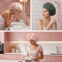 Satin Lined Waterproof Double Layer Shower Cap