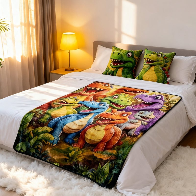 Flannel Dinosaur Nap Blanket