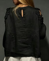 Crewneck Cut-Out Off-Shoulder 3D Floral Blouses