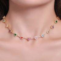 Heart Shaped Colorful Zirconia Necklace
