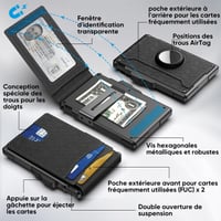 Fentes à cartes en cuir Pu pour AirTag, style homme d'affaires