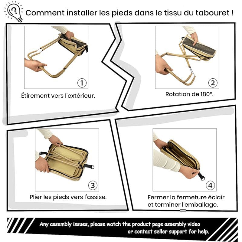 Tabouret pliable pour sac à dos