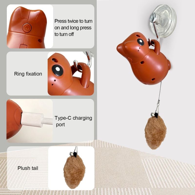 Rechargeable hanging squirrel cat toy