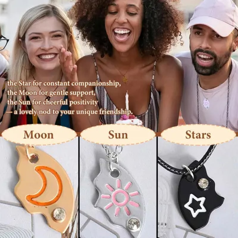 Sun Moon Star Friendship Necklaces