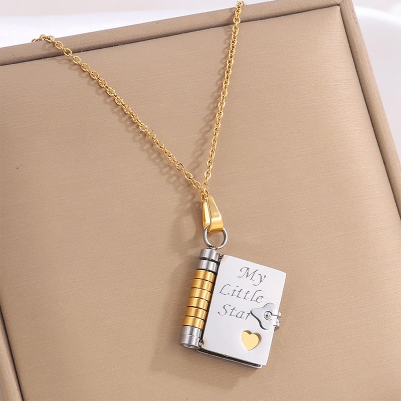 English/Spanish - My Little Star Book Necklace for Daughter