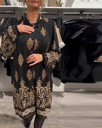 Lapel button-down vintage print dress