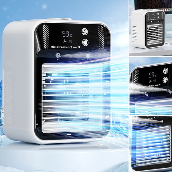 Ventilador portátil 3 en 1 con nebulizador de 2 velocidades