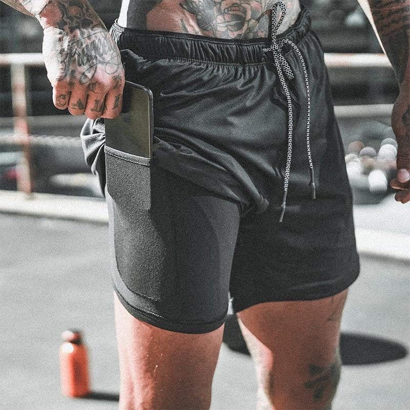 Shorts de Sport à Double Couche pour Hommes