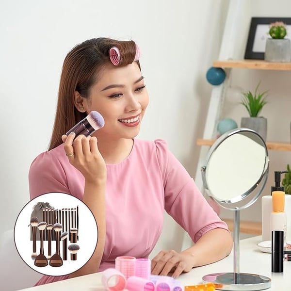 20-piece coffee-coloured makeup brush set