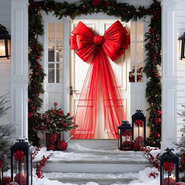 Christmas Door Bow Ribbon Decoration