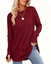 Topp Avslappnad Rundhals Raglan Lång Ärm