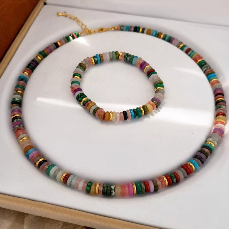 Frisbee Natural Beaded Necklace
