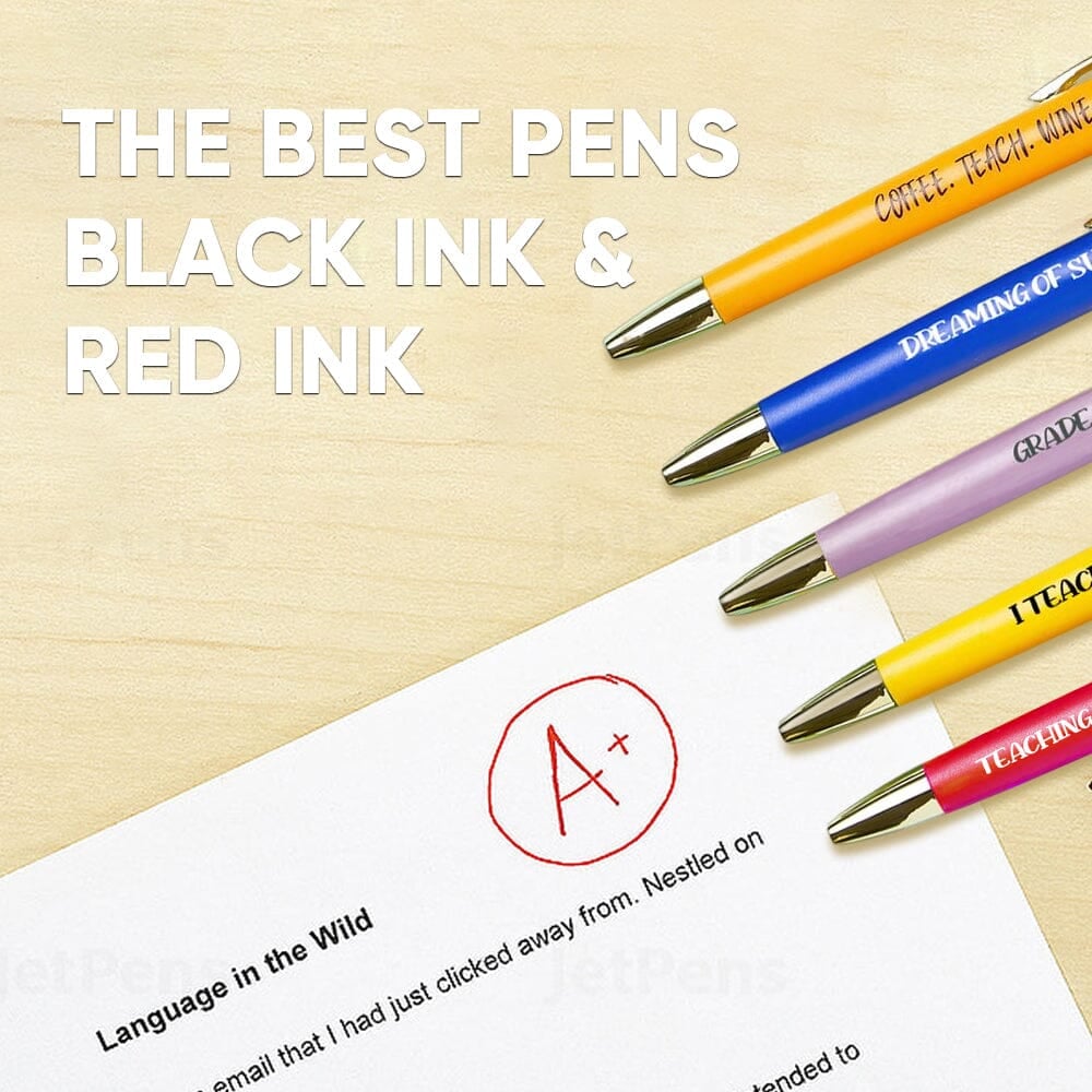 5 pcs Funny Teachers Ballpoint Pens Set (3*Black Ink+2*Red Ink)