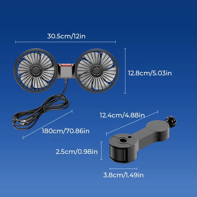 Dubbele kop Mini USB Autoventilator