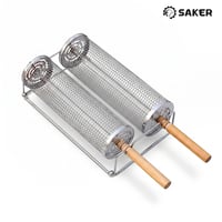Saker® Rolling Grill Basket Set