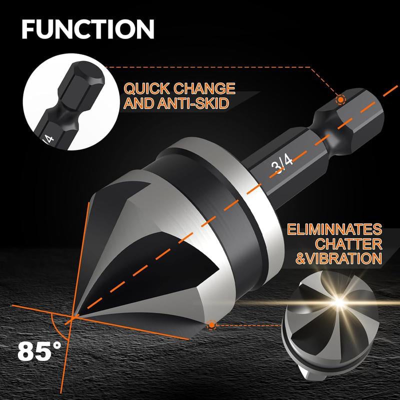 Four Spiral Flute Step Drill Bit Set