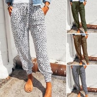 Ladies Casual Drawstring Baggy Pants With Pockets