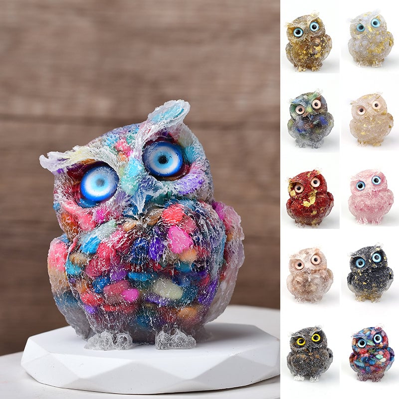 🦉Natural Crystal Gemstone Owl Ornament Home Decor
