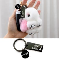 Double Sides Engraved Black Keychain