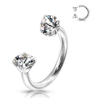 Zirkonia Hestesko Ring med Gjengede Stener for Piercinger