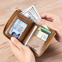 Kangaroo Men’s RFID Blocking Wallet with Zipper Multi Credit Card Holder