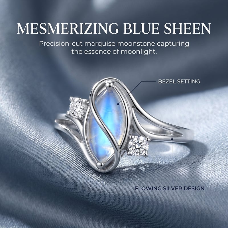 Ovaler Mondstein-Geometrie-Ring