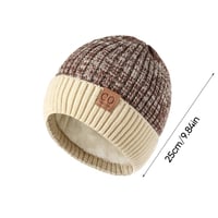Fleece Lined Leather Patch Knit Cap