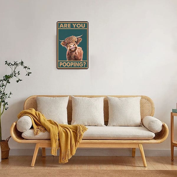 Vintage Highland Cow Tin Sign